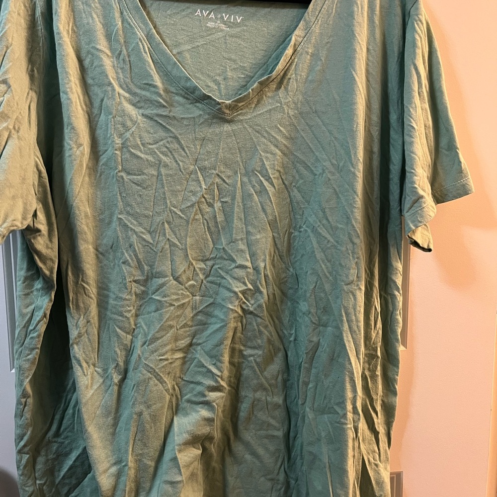 Ava & Viv Green Short Sleeve Tee Relaxed Fit